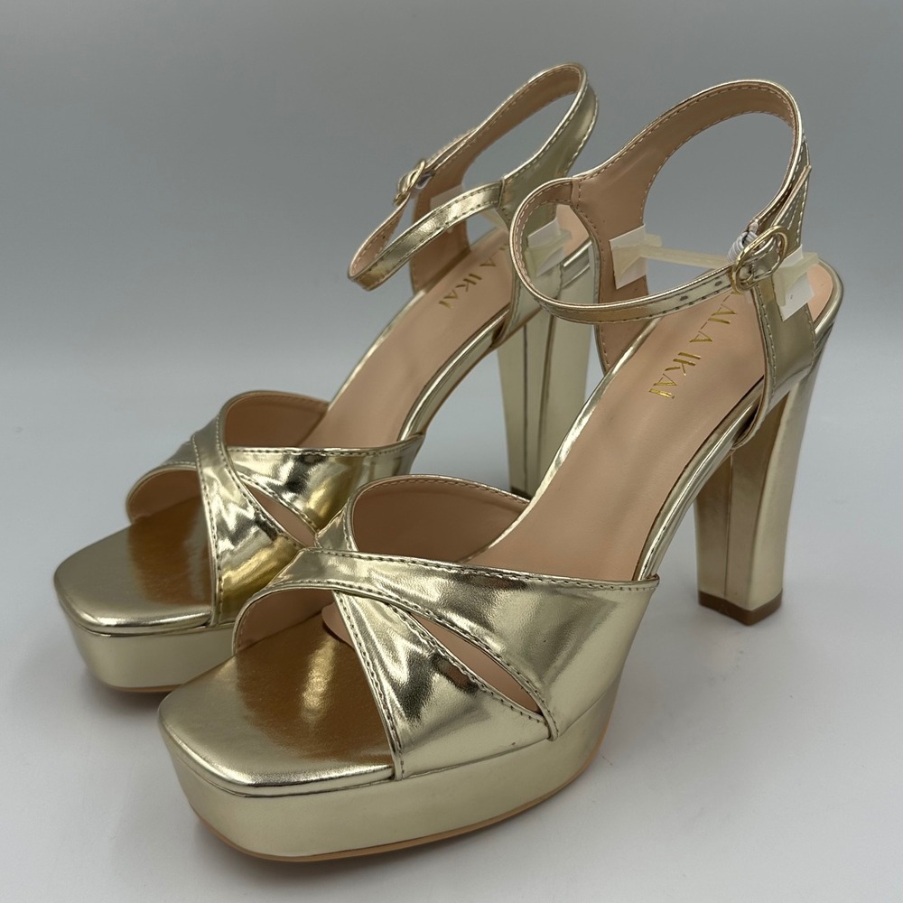 Gold Platform Heels Disco Glam Y2K Partycore Clubwear Barbiecore US 7.5/37.5 NIB